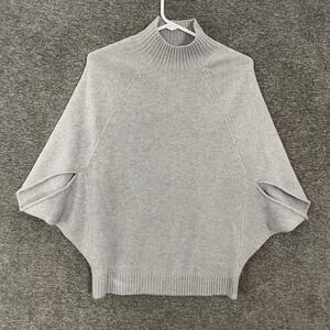 Kal Rieman Sweater Cape Womens Medium Gray 100% Cashmere Mock Neck Knit